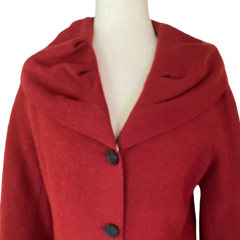 Beyond Threads Alpaca Red Rounded Pleated Jacket Blazer - M - Picture 2 of 11